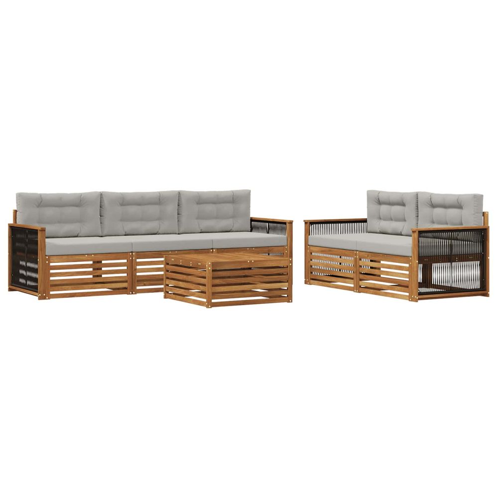 Ensemble de canapés d'extérieur 6 pc naturel et gris clair