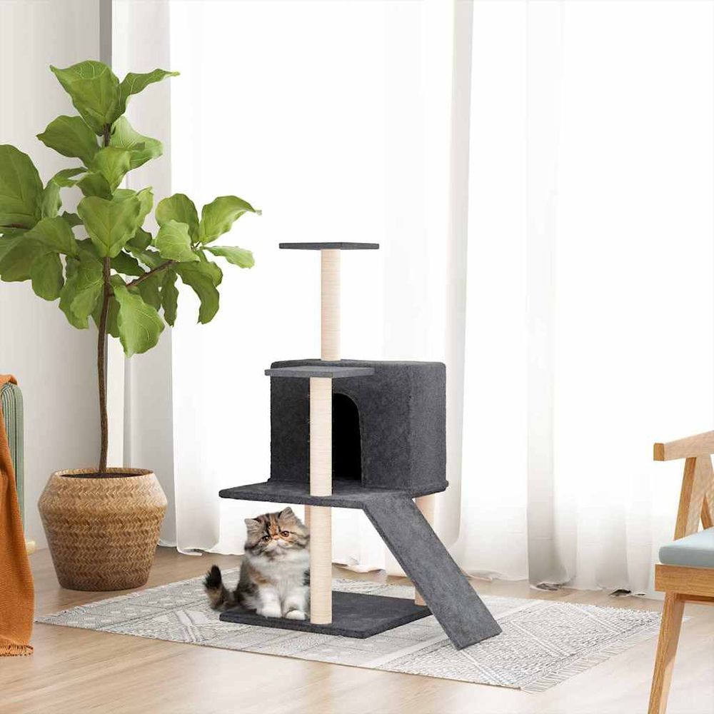 Arbre à chat 82 cm multi-activités avec niche et hamac gris foncé