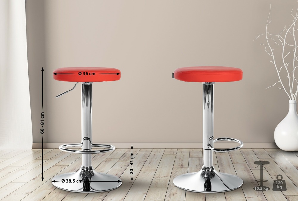 Lot de 2 tabourets de bar ponte simili cuir chromé