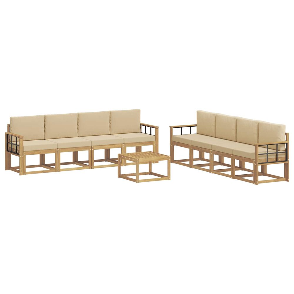 Ensemble de canapés d'extérieur 9 pc blanc et beige