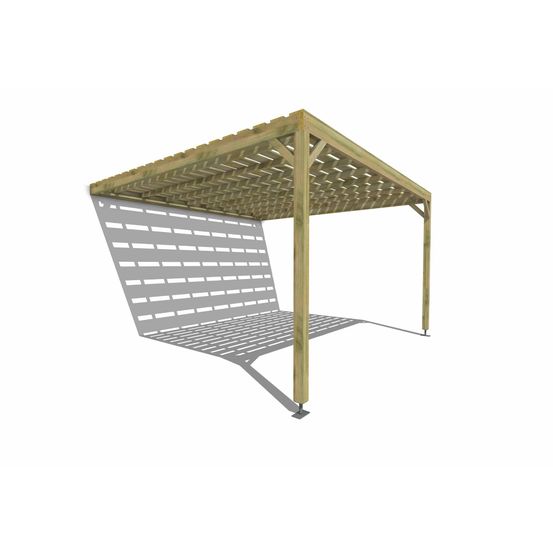 Pergola bois • 4m x 4m • adossée • sens profondeur • platelage bois • livraison comprise