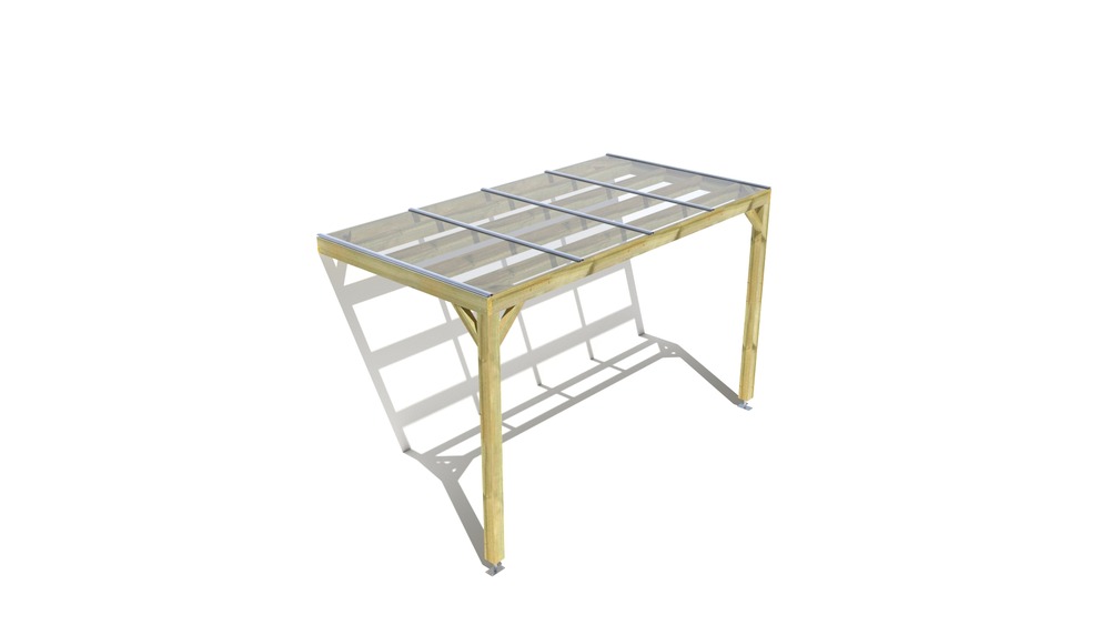 Pergola bois • 4m x 2m • adossée • sens largeur • couverture étanche transparente incluse • livraison comprise
