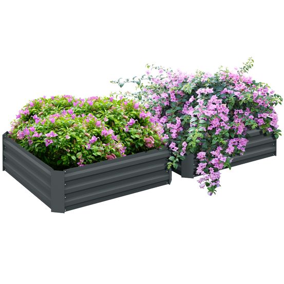 Carré potager lot 2 acier galvanisé jardin fond ouvert 100x100x30 gris foncé