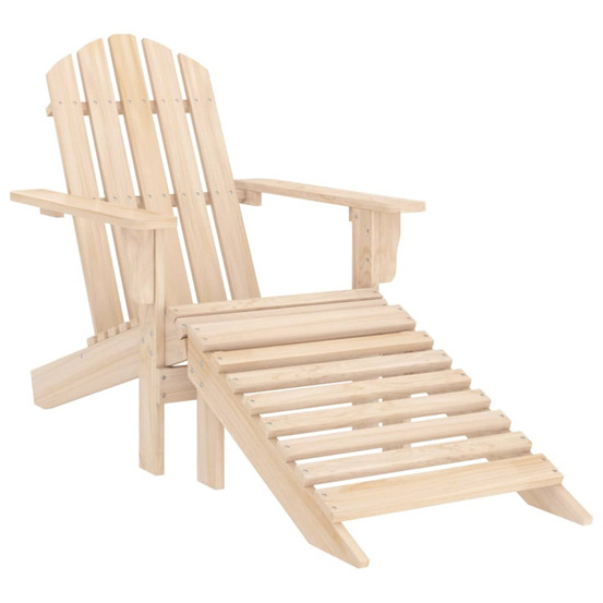 Chaise de jardin adirondack avec pouf bois de sapin solide
