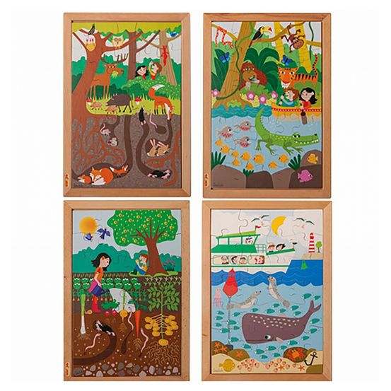 Puzzle au-dessus - au dessous, le lot de 4 puzzles - jeu montessori