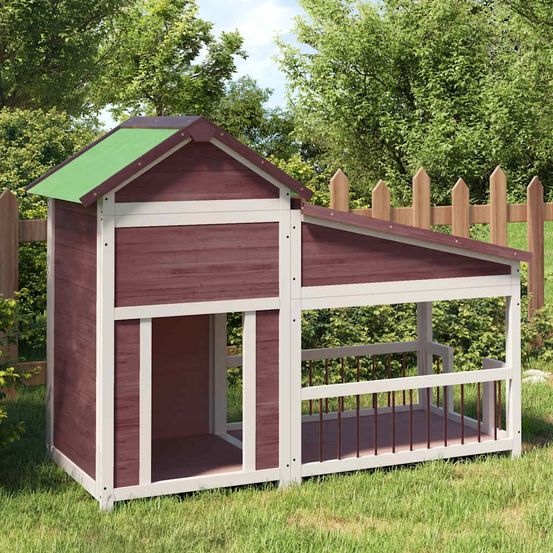 Niche pour chien moka en bois de pin massif avec toit étanche 143 cm