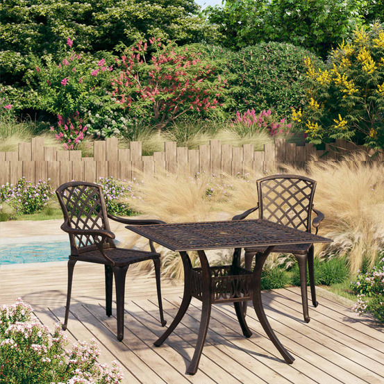 Ensemble de bistro 3 pcs aluminium coulé bronze