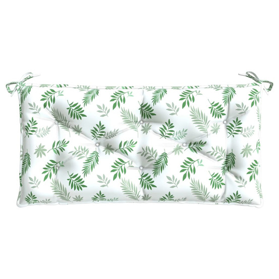 Coussin de banc de jardin motif de feuilles 110x50x7 cm tissu
