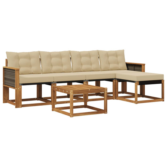 Ensemble de canapés d'extérieur 6 pcs naturel et beige