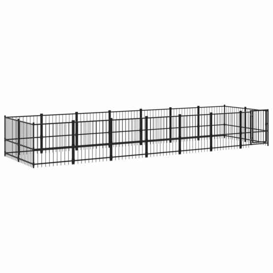 Chenil cage enclos pac animaux d'extérieur pour chiens acier 13,14 m² noir