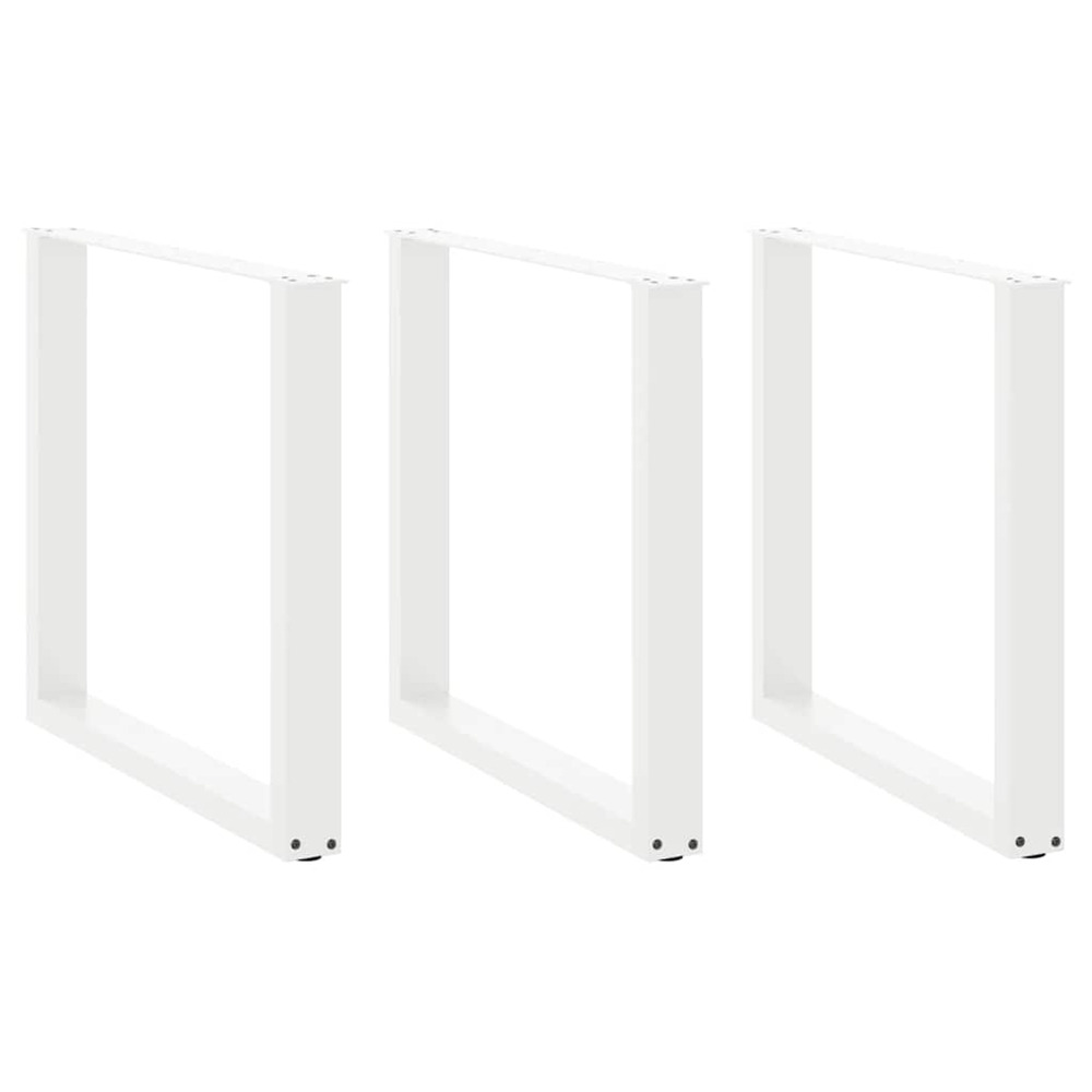 Pieds de table à manger en u 3 pièces blanc 80 x (72-73) cm acier