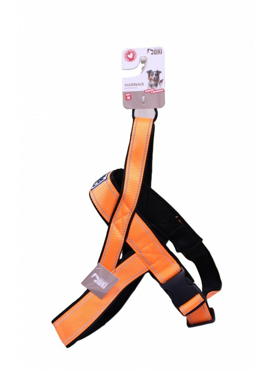Mon ami luki - harnais réfléchissant chien- forme y - orange - chien - aille m - 3.8x59cmx60-70 cm