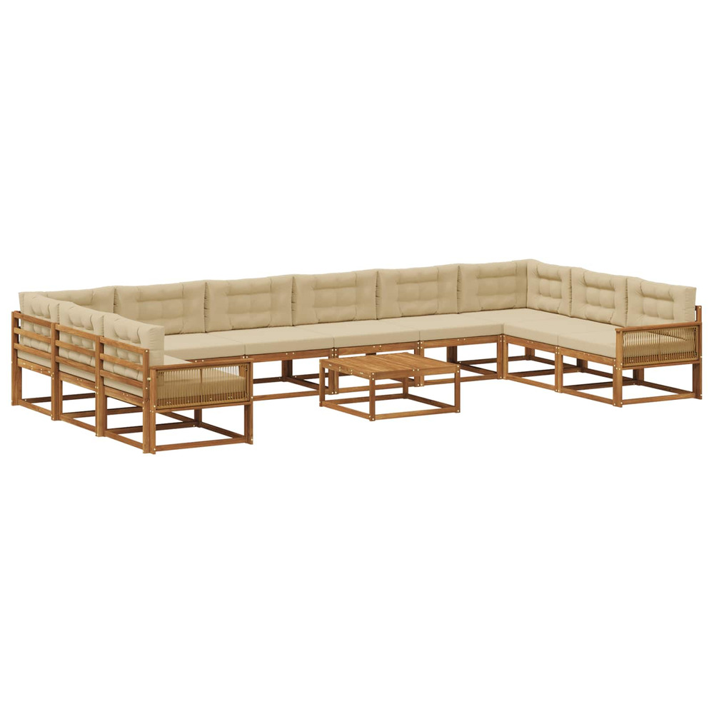 Ensemble de canapés d'extérieur 11 pcs naturel et beige