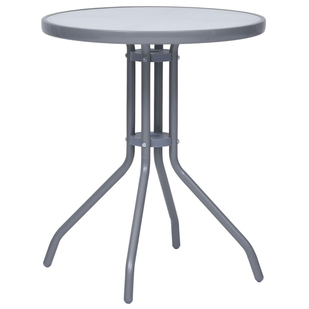 Table de jardin gris clair 60 cm acier et verre