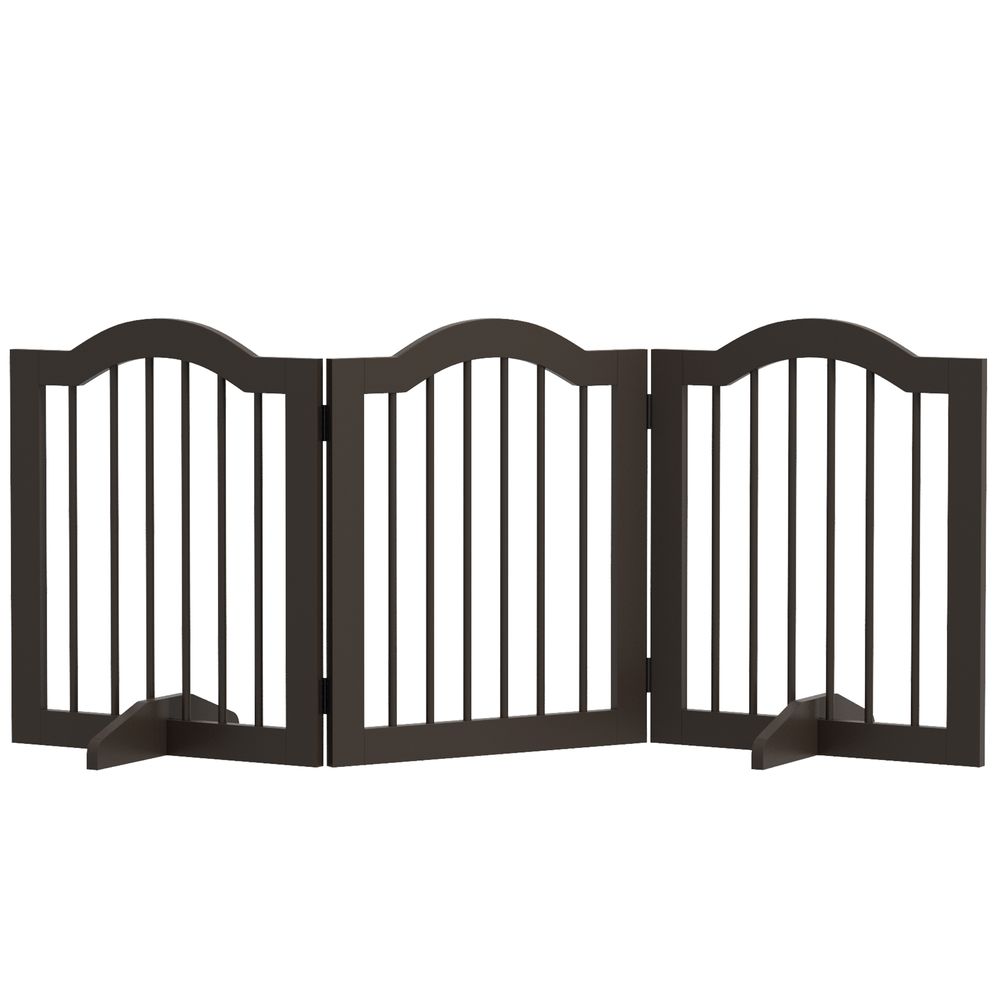 Barrière pour chien pliable 3 panneaux en bois pour maison autoportante 154.5x29.5x61cm café - comfortxl pet living