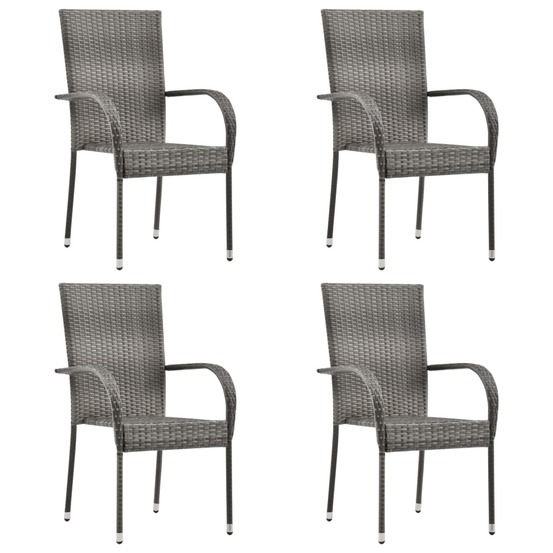 Ensemble à manger de jardin 5 pcs résine tressée gris