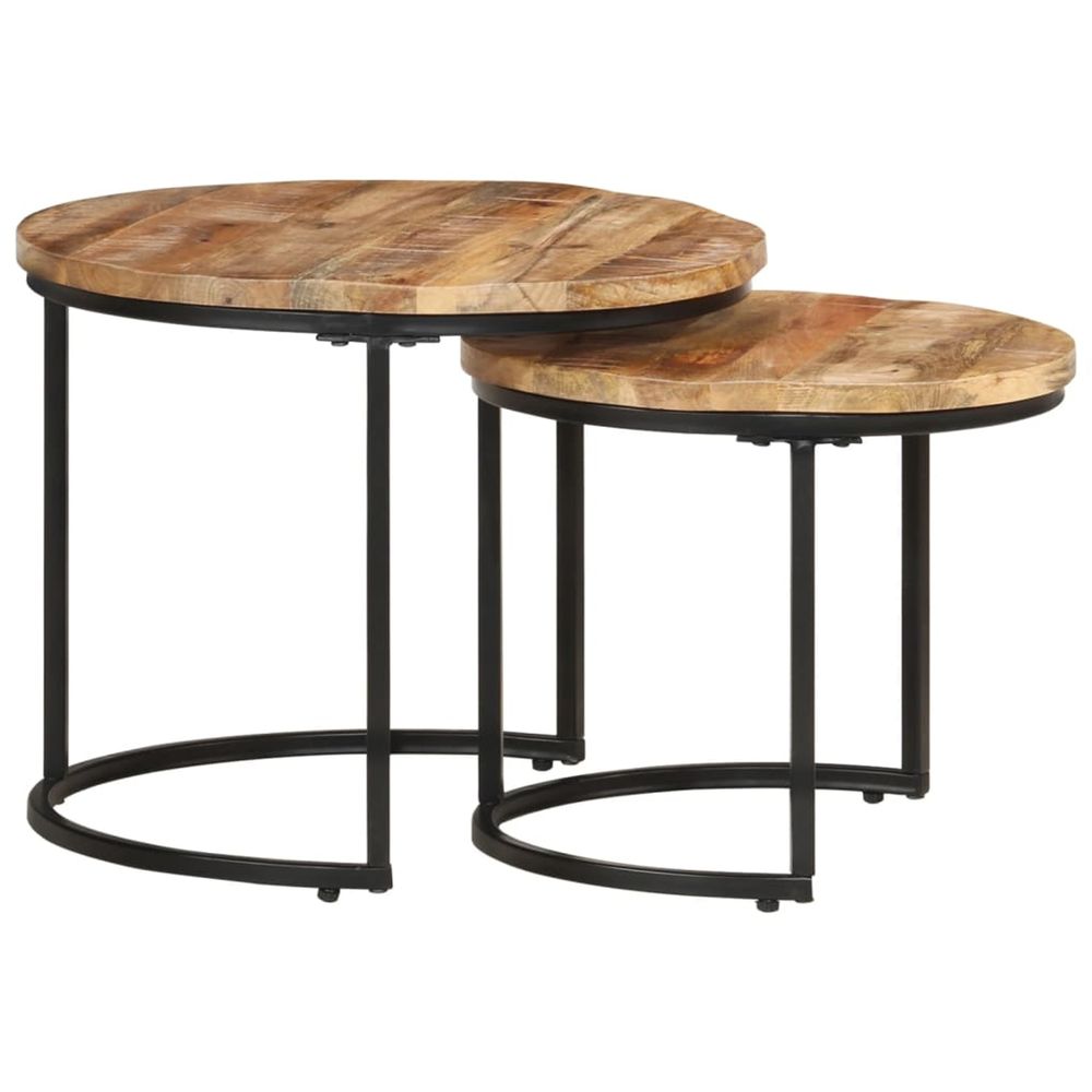 Tables gigognes 2 pcs bois de manguier brut