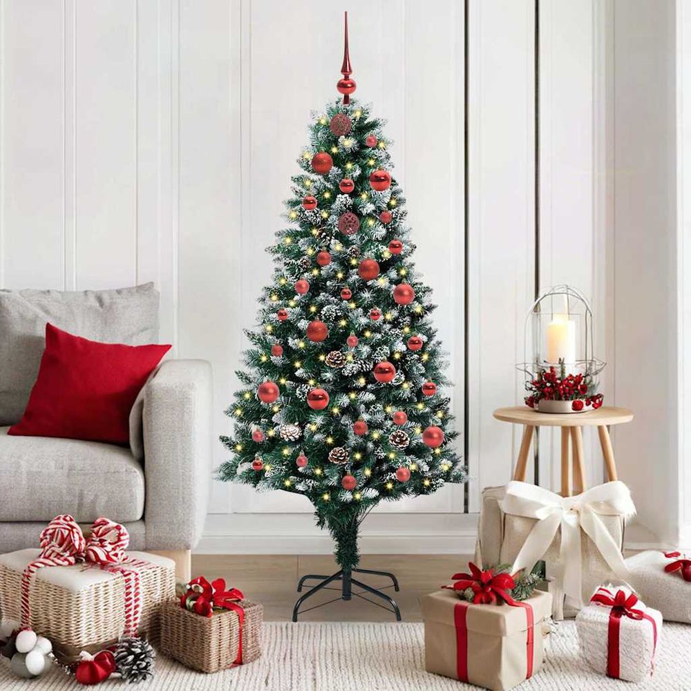 Sapin de noël artificiel lumineux led 150 cm pvc pour intérieur et extérieur vert