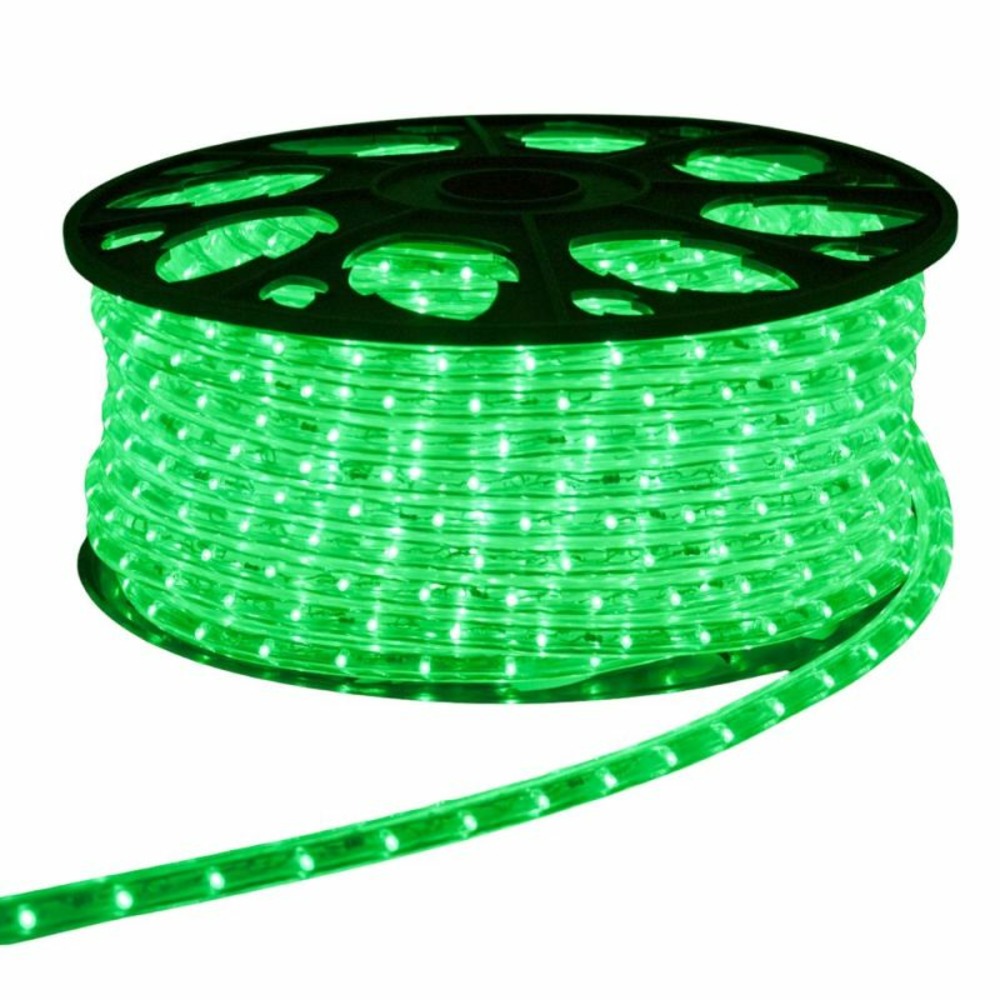 Cordon led 50m gamme pro silicone vert 230v anti uv 36 led/m horizontales sécable
