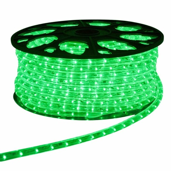Cordon led 50m gamme pro silicone vert 230v anti uv 36 led/m horizontales sécable