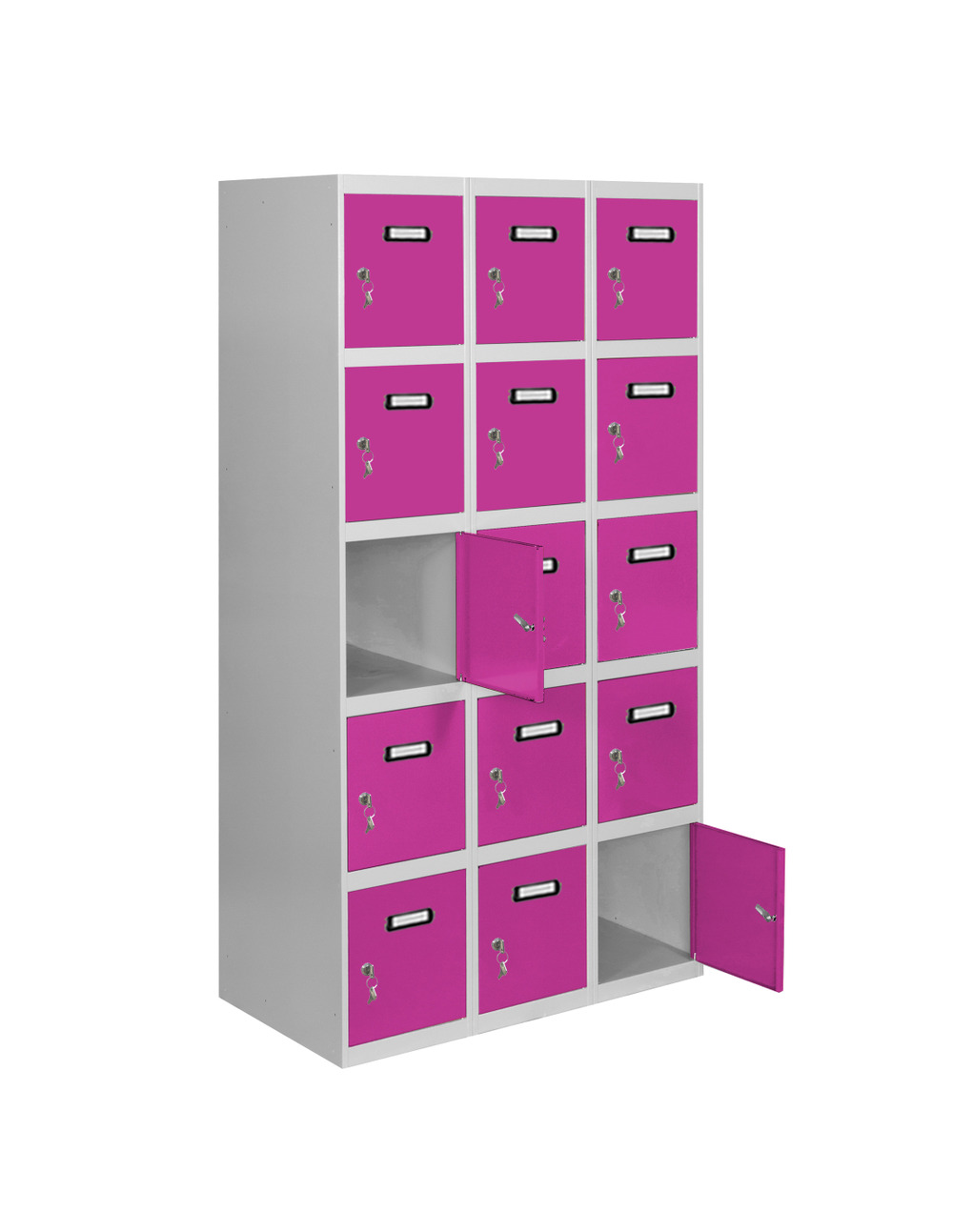 Casier-armoire simonlocker desm. 5 portes 3/15 400 (1200) gr/rs gris/rose 1800x1200x500 - simonrack