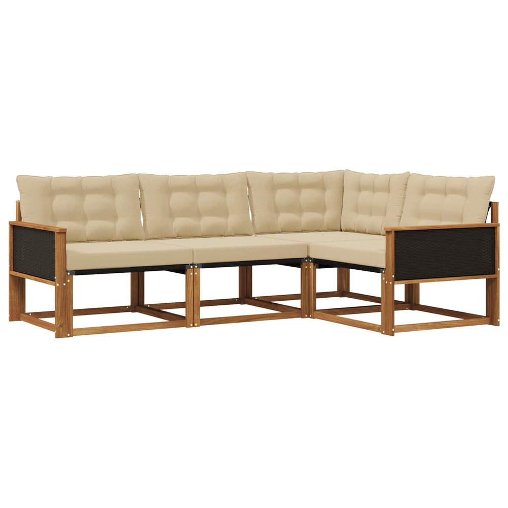 Ensemble de canapés d'extérieur 4 pcs naturel et beige
