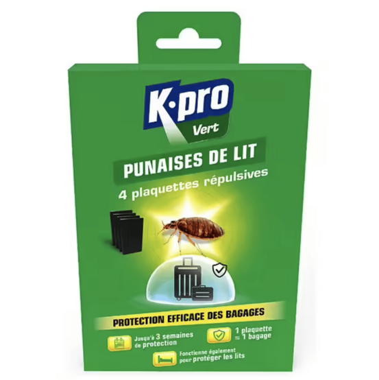Plaquettes anti-punaises de lit lot de 4 - k.pro