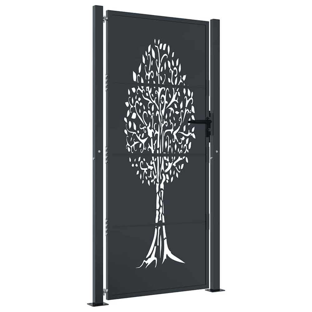 Portail de jardin anthracite 100x175 cm acier design arbre
