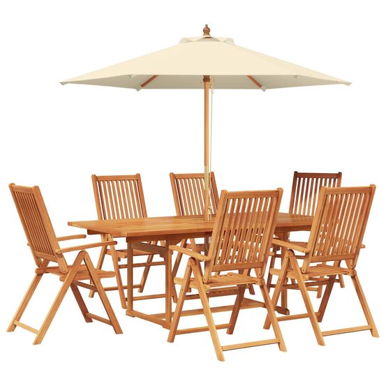 Ensemble de salle à manger d'extérieur avec parasol 8 pc