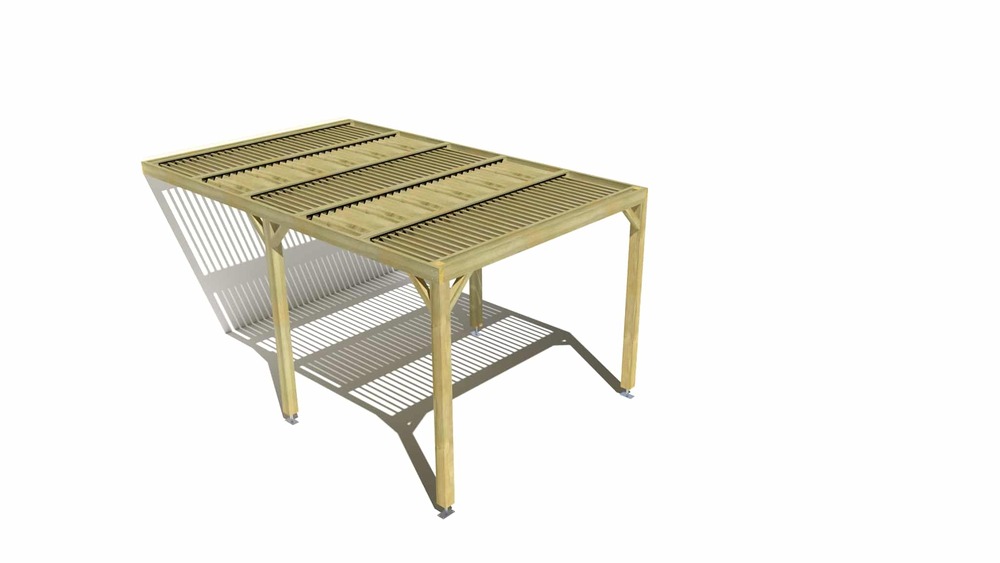 Pergola bois • 3m x 5m • adossée • sens largeur • lames orientables bioclimatiques incluses • livraison comprise
