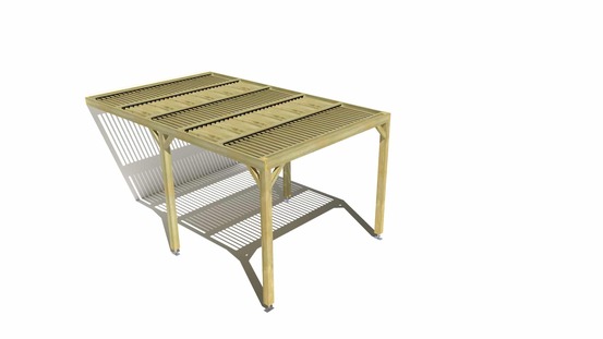 Pergola bois • 3m x 5m • adossée • sens largeur • lames orientables bioclimatiques incluses • livraison comprise