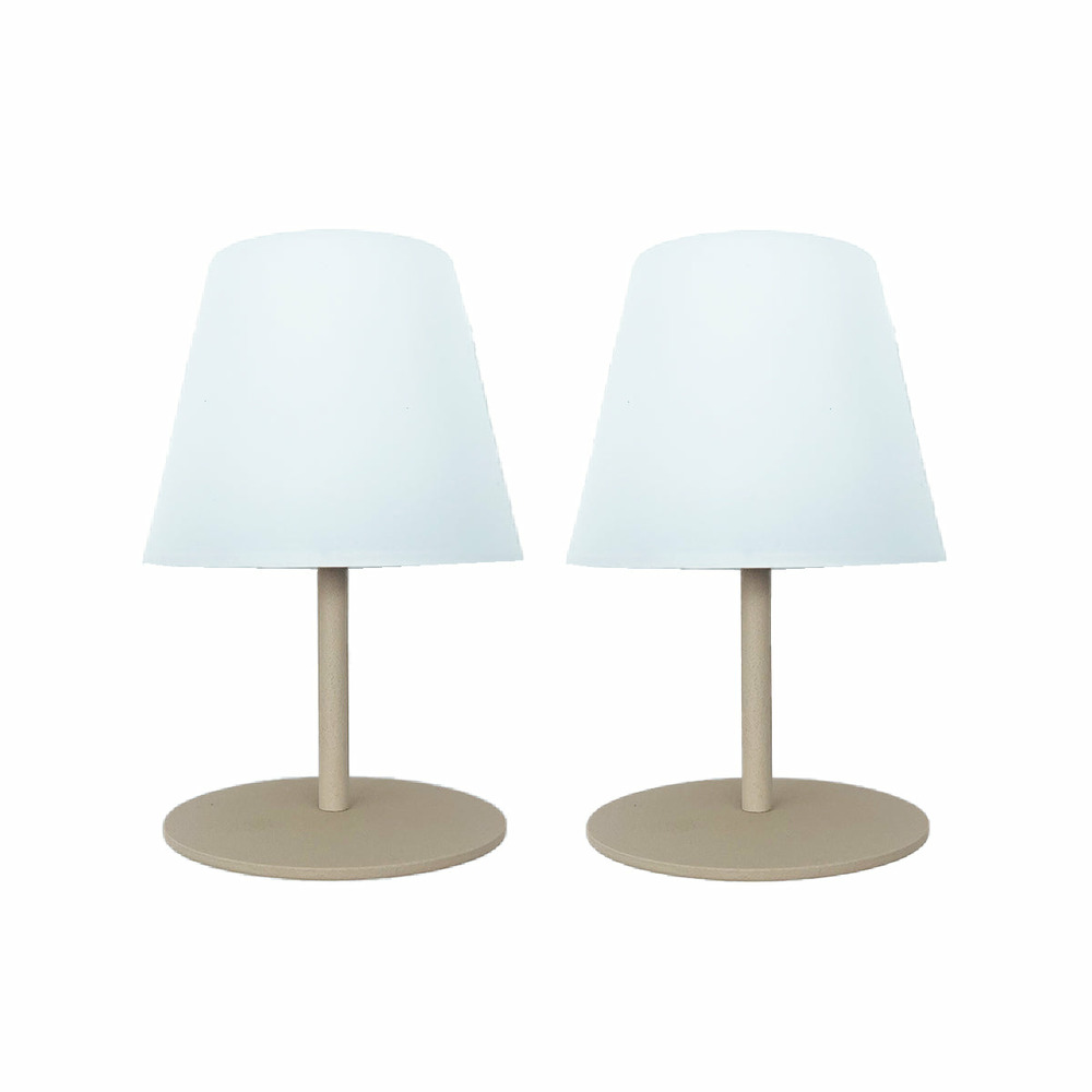 Set de 2 lampes de table twins crème aluminium h16cm