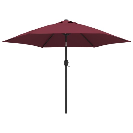 Parasol de jardin avec lumières led mât en acier rouge bordeaux