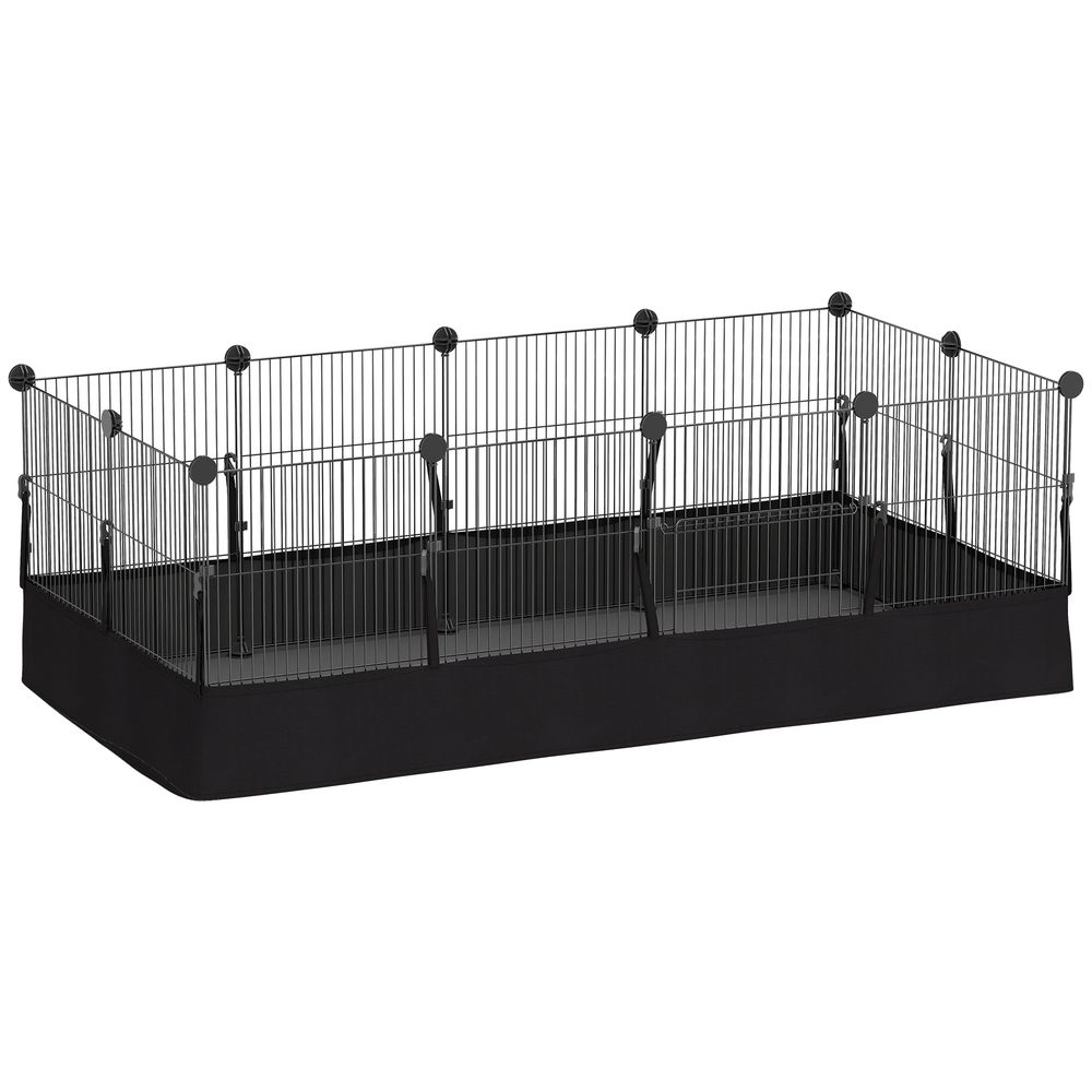Enclos modulable petits animaux acier intérieur extérieur tapis étanche 120x60x40cm noir
