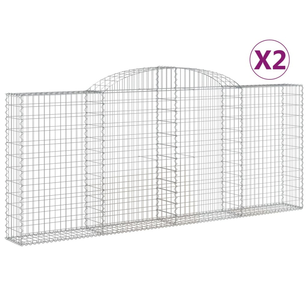 Paniers à gabions arqués 2 pcs 300x30x120/140 cm fer galvanisé