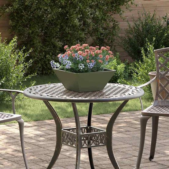 Jardinière bol en acier pour plantes et fleurs vert olive 35 cm