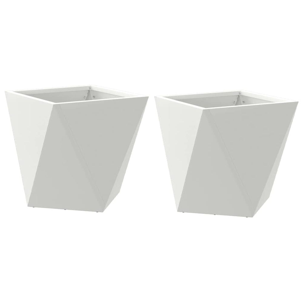 Jardinière d'extérieur 2 pc blanc 30 x 30 x 30 cm acier