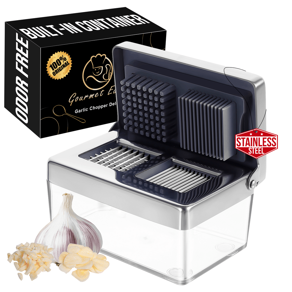 Hachoir ail presse ail inox tranche ail 2 en 1 ultra fin avec récipient