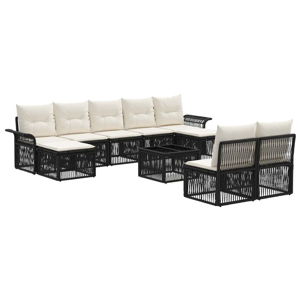 Ensemble de canapé de jardin 10 pc noir polyrotin