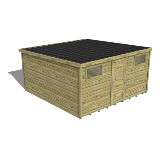Abri de jardin bois pin traité autoclave 27mm - essentiel - 4,34x4,34m / 19m2 - bac acier - plancher bois