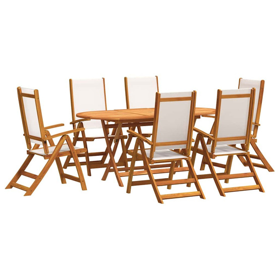 Ensemble à manger de jardin 7pcs bois d'acacia solide textilène