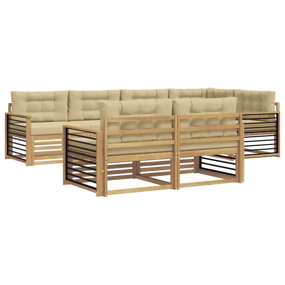 Ensemble de canapés d'extérieur 7 pc blanc et beige polyester