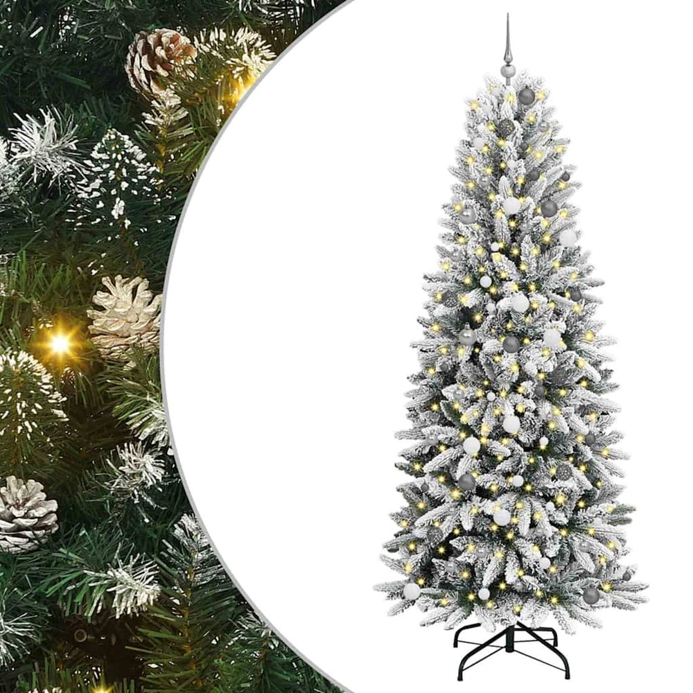 Sapin de noël artificiel avec 300 led avec support blanc 240 cm