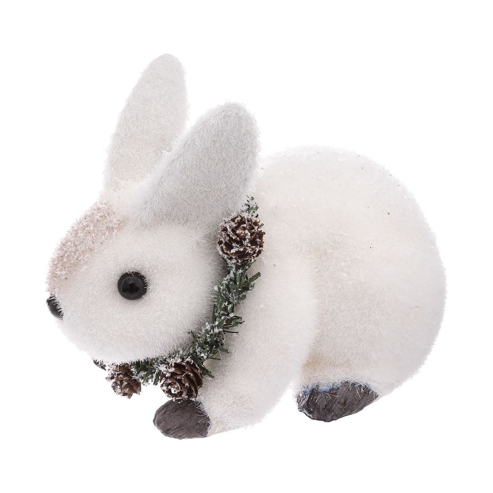 Déco de noël lapin avec couronne décorée 14 x 16.8 cm