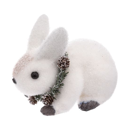 Déco de noël lapin avec couronne décorée 14 x 16.8 cm
