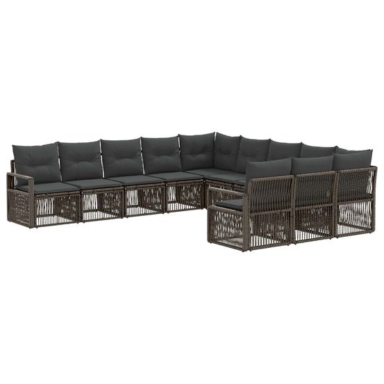 Ensemble de canapé de jardin 11 pc gris polyrotin