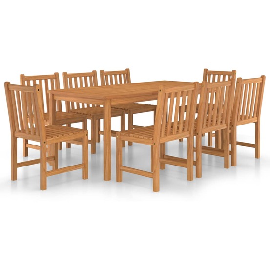 Ensemble de salle à manger de jardin 9 pièces 180 x 90 cm en bois de teck massif