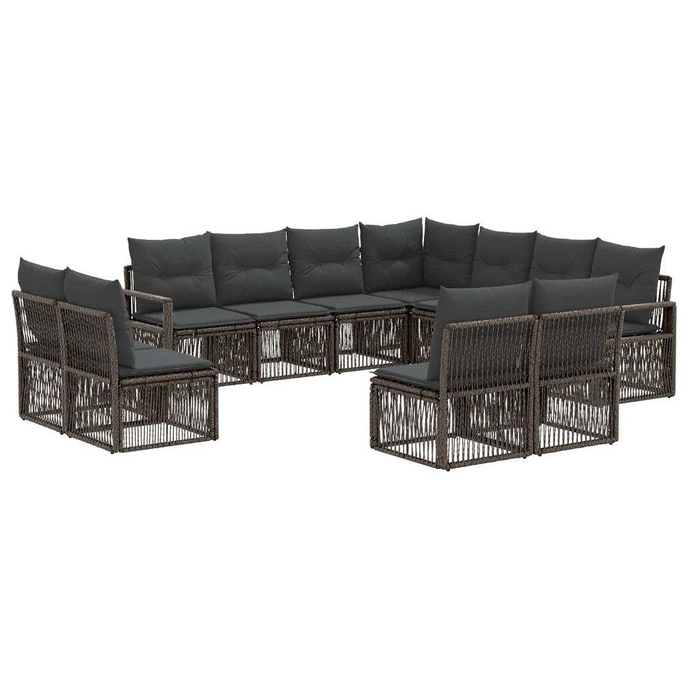 Ensemble de canapé de jardin 11 pc gris polyrotin