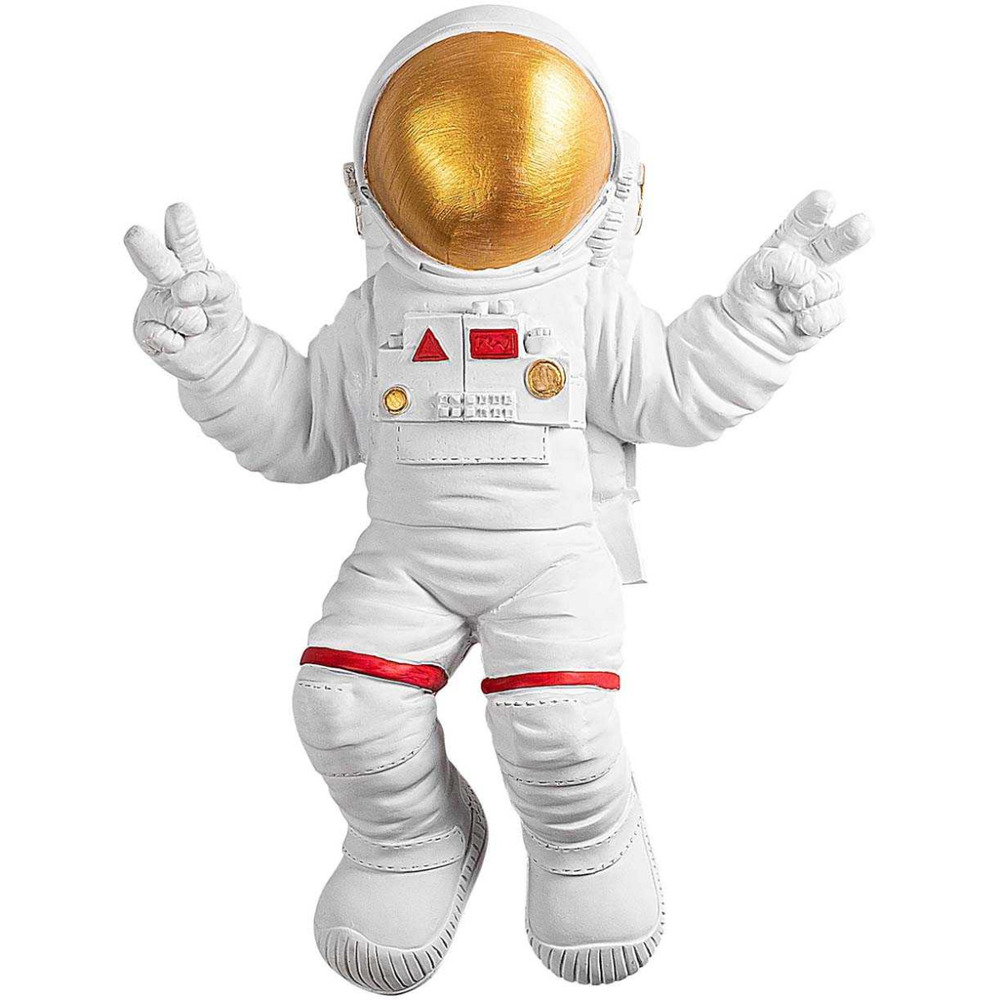 Décoration murale en polyester astronaute casque doré