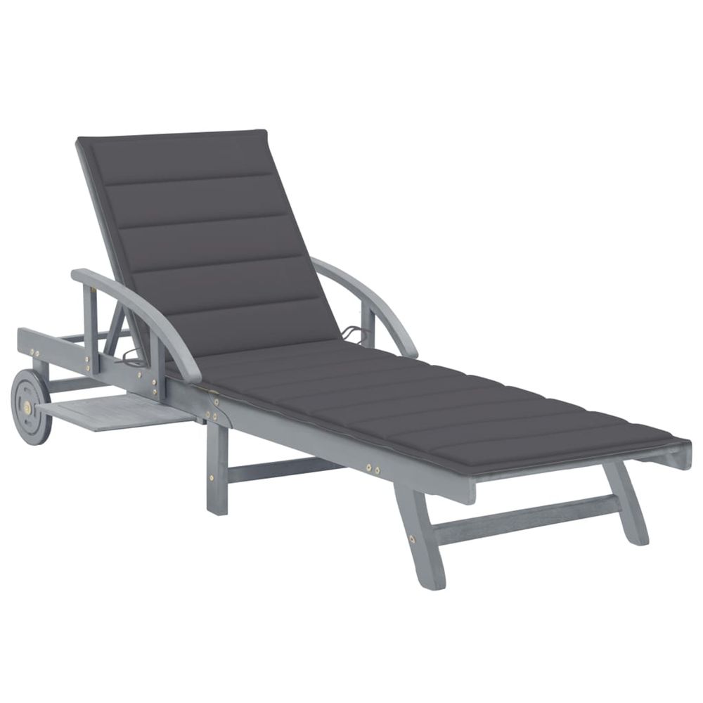 Chaise longue de jardin avec coussin bois d'acacia solide bain de soleil